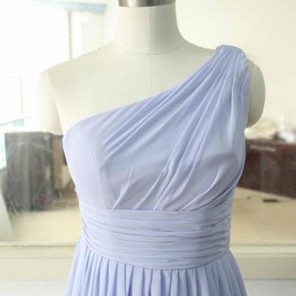 One Shoulder Floor-length Chiffon Bridesmaid Dress..