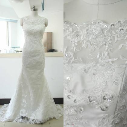 Sleeveless Lace Mermaid Wedding Dress Bridal Lace..