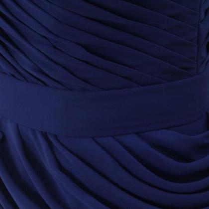 Royal Blue One Shoulder Chiffon Bridesmaid Dress..