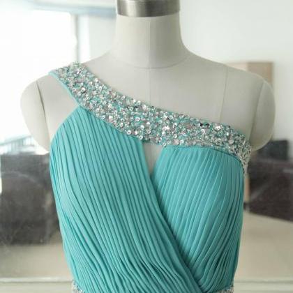 Turquoise Chiffon Bridesmaid Dress A-line One..