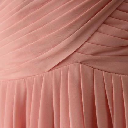 Peach Floor Length Chiffon Bridesmaid Dress Floor..