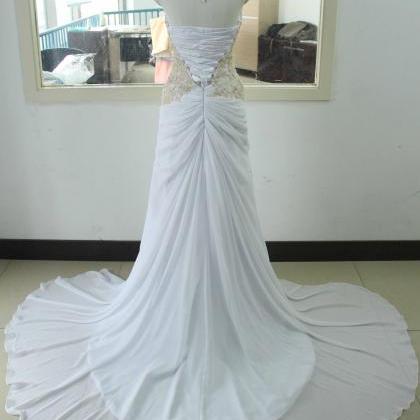 Halter Chiffon Lace Applique Wedding Dress Ivory..