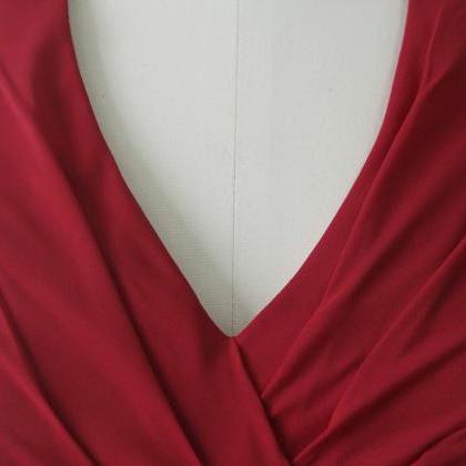 Halter Chiffon Bridesmaid Dress Red A-line..