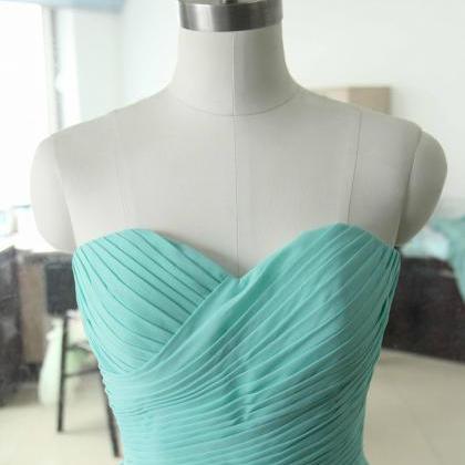 Turquoise Sweetheart Chiffon Bridesmaid Dress..