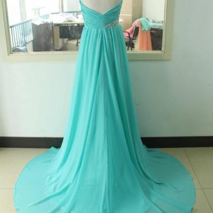 Turquoise Prom Dress Beading Crystal Backless..