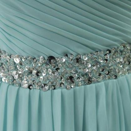 Sweetheart Chiffon Bridesmaid Dress Light Blue..