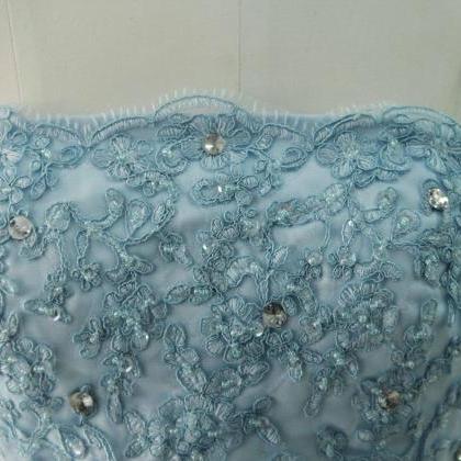 Strapless Blue Lace Mermaid Wedding Dress Lace..