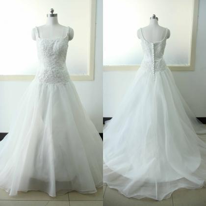 Retro Lace A-line Wedding Dress Ivory Bridal..