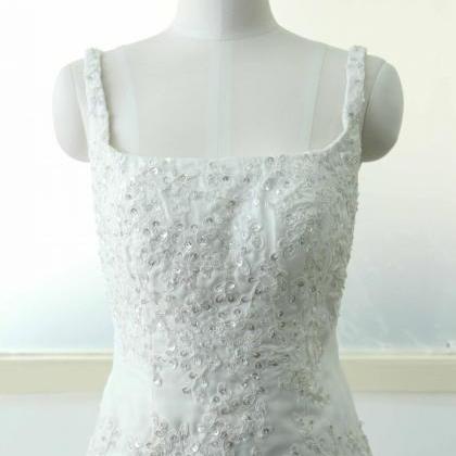 Retro Lace A-line Wedding Dress Ivory Bridal..