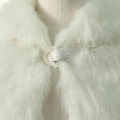 Short Fake Fur Shawl Ivory Bolero Bride Fake Fur..