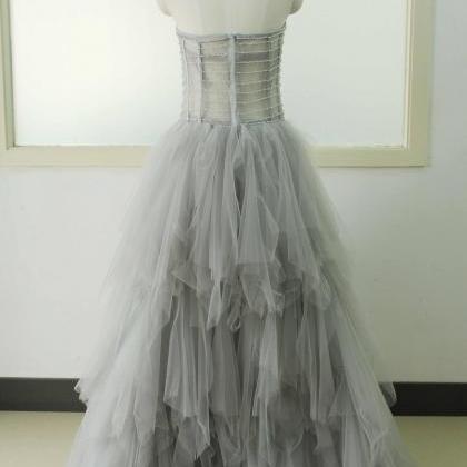 Gray Sweetheart-neck Lace Wedding Dress A-line..