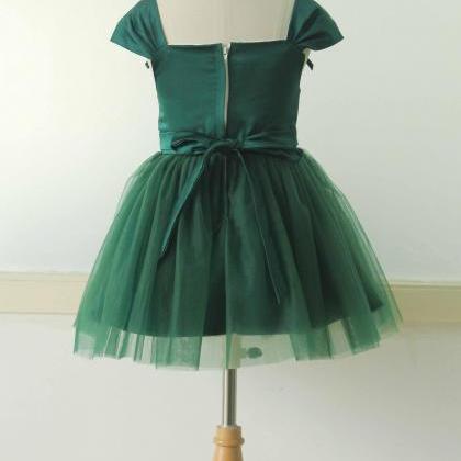 Stock Dress Stock Dark Green Girl Dress Satin..