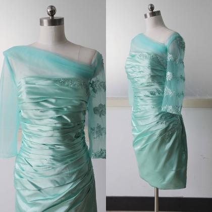 Green Lace Satin Prom Evening Gown Bridal Wedding..