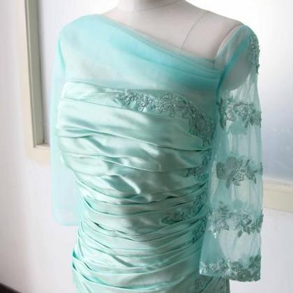 Green Lace Satin Prom Evening Gown Bridal Wedding..