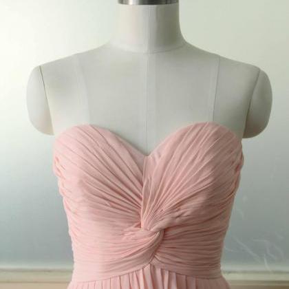 Pink Sweetheart Chiffon Bridesmaid Dress Floor..