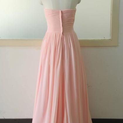Pink Sweetheart Chiffon Bridesmaid Dress Floor..