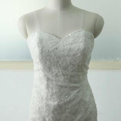 White Lace Mermaid Wedding Dress Tulle Bridal..