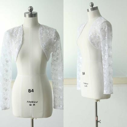 Long Sleeve White Lace Jacket Wedding Bridal Lace..