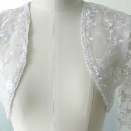 Long Sleeve White Lace Jacket Wedding Bridal Lace..