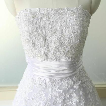White Lace Wedding Dress Strapless Lace Wedding..