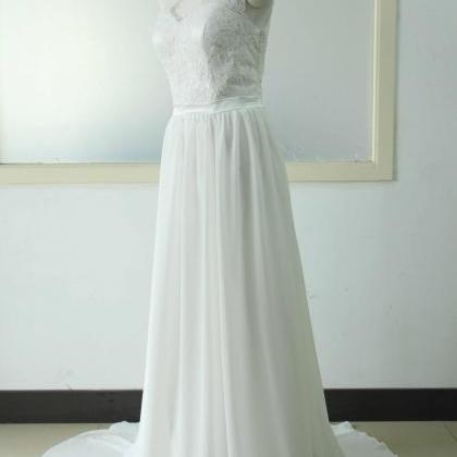 Sleeveless A-line Wedding Dress Lace Bridal..
