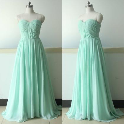 Green Sweetheart Beach Chiffon Bridal Dress A-line..