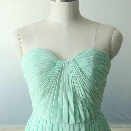 Green Sweetheart Beach Chiffon Bridal Dress A-line..