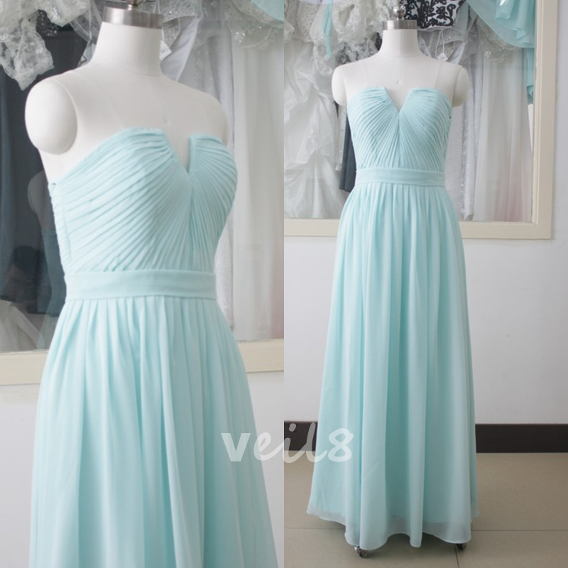 Tiffany Blue Chiffon Bridesmaid Dress Light Blue Bridesmaid Gown Sweetheart Bridesmaid Dress Floor Length Blue Bridesmaid Dresses