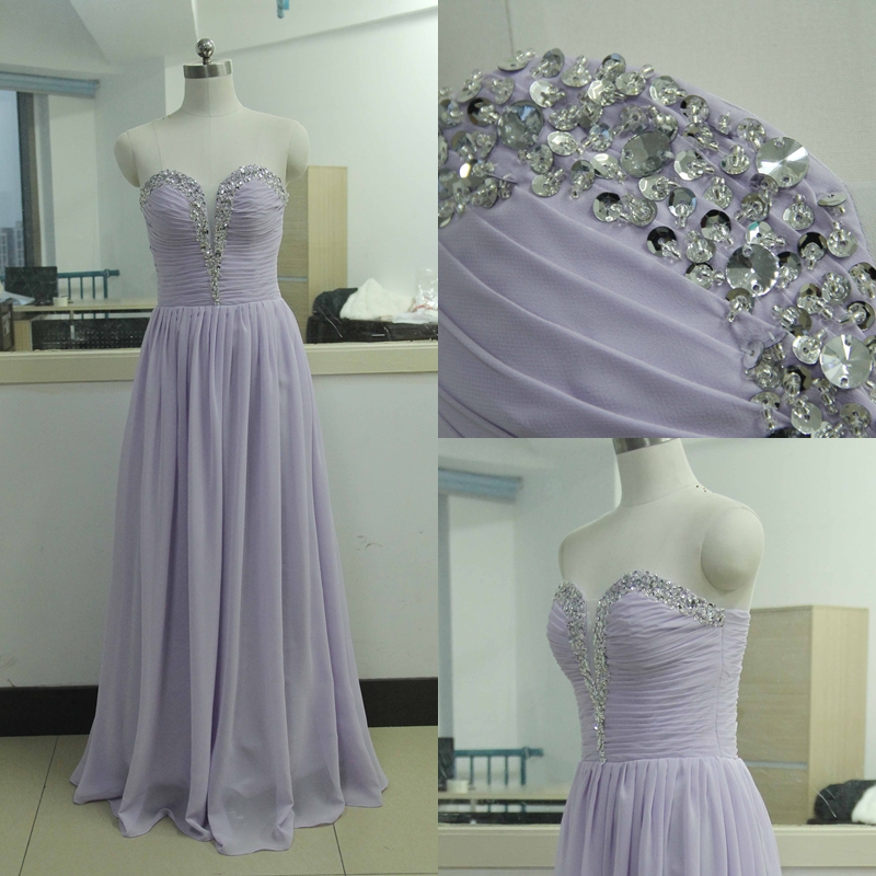 Beading Sequins Sweetheart Purple Chiffon Party Dress Sequins Bridesmaid Prom Dress Custom A-line Wedding Party Gown Sexy Cocktail Gowns