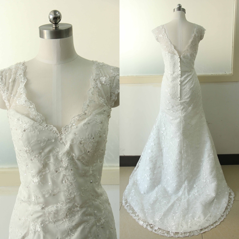 Long Sleeve A-line Lace Wedding Dress Ivory Wedding Dress Lace Wedding Gowns Custom Us Size 0 2 4 6 8 10 12 14 16 18 ++