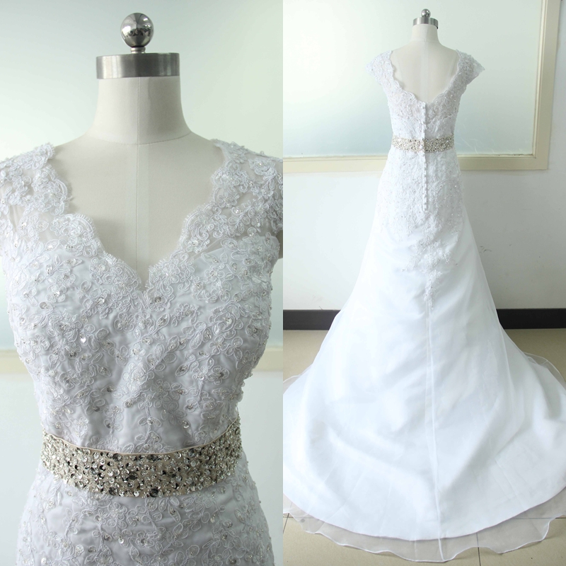 White Lace Mermaid Wedding Dress Lace Bridal Wedding Dress V-neck Bridal Wedding Gowns Custom Us Size 0 2 4 6 8 10 12 14 16 18 ++