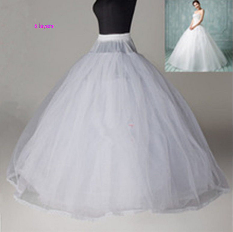 6 Layer White Hoopless Crinoline Petticoat No Hoop Ball Gown Wedding Underskirt