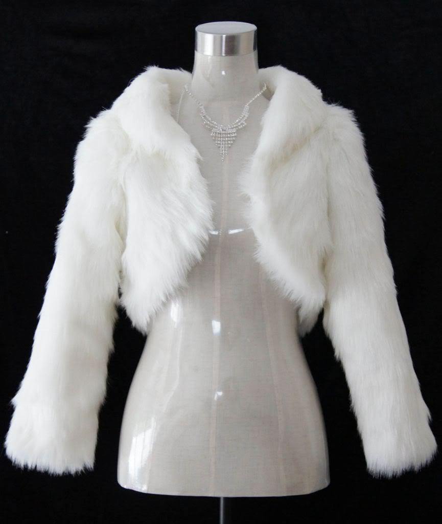 Ivory/white Faux Fur Wrap Shrug Bolero Coat Bridal Shawl Accessories on